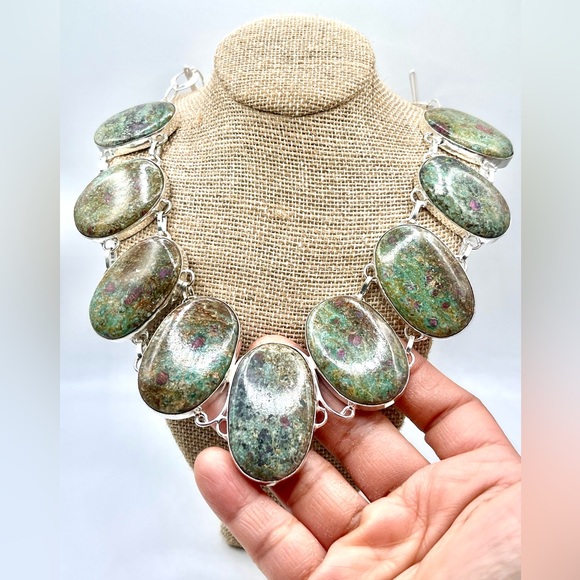 Ruby Fuschite “The Heart Stone” Necklace 18”-19” Adjustable - Picture 7 of 7